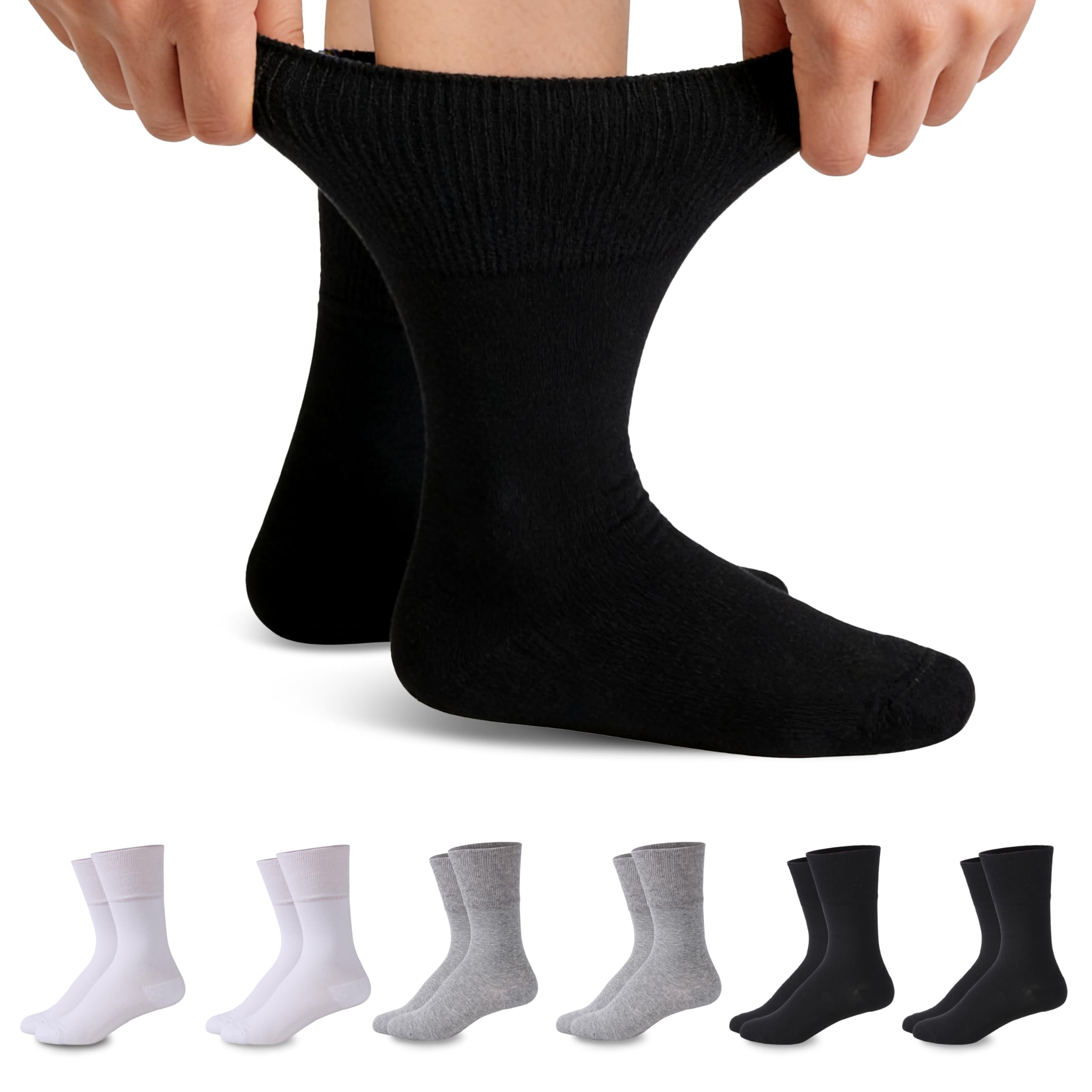Forcool Non-Binding Cushion Crew Cotton Diabetic Socks