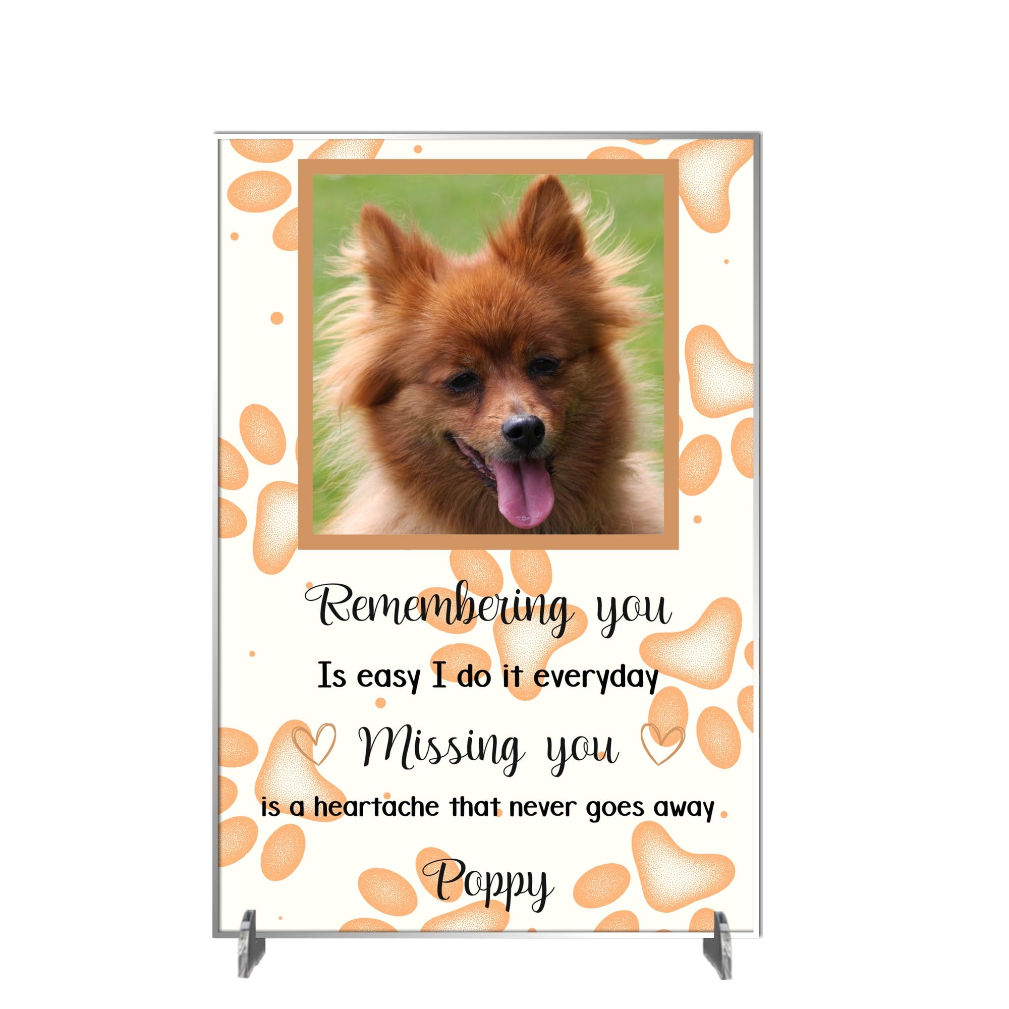 Custom Pet Memorial Photo Plaque - Personalised Bereavement Gift, Available in MDF or Acrylic, Colour Options, Size 148mm x 210mm 'Forever Remembered' Tribute (Acrylic A4 30cm x 21cm, Brown)