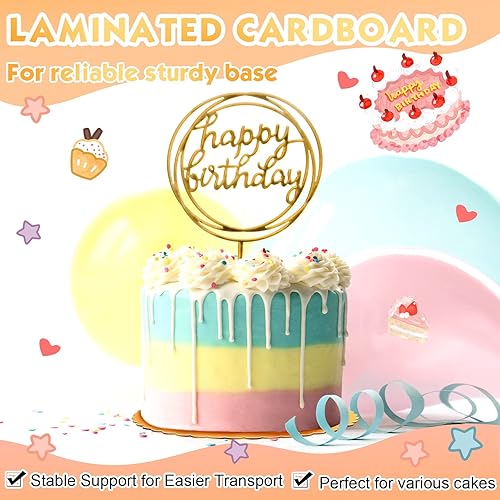 Vista 4 de Eaasty Paquete de 100 tableros dorados redondos para tartas, platos desechables, bases festoneadas, bandejas circulares redondas recubiertas