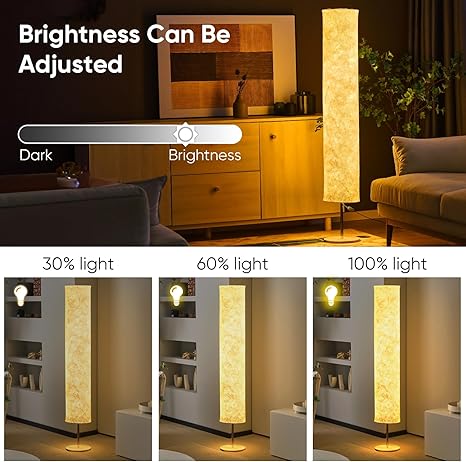 LONRISWAY 58 inch Simple Soft Light Floor Lamp Design Morden 3 Color Lighting Remote Control LED lamp with Tyvek Fabric Shade,Brightness Adjustable for Living Room Bedroom Game Room photo 3