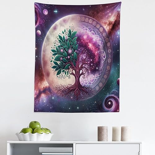 Miniatura 145 de Ambesonne Tapiz indie, estilo moderno de Memphis de los años ochenta, geométrico, abstracto, colorido, diseño de puntos, funky, para colgar en la