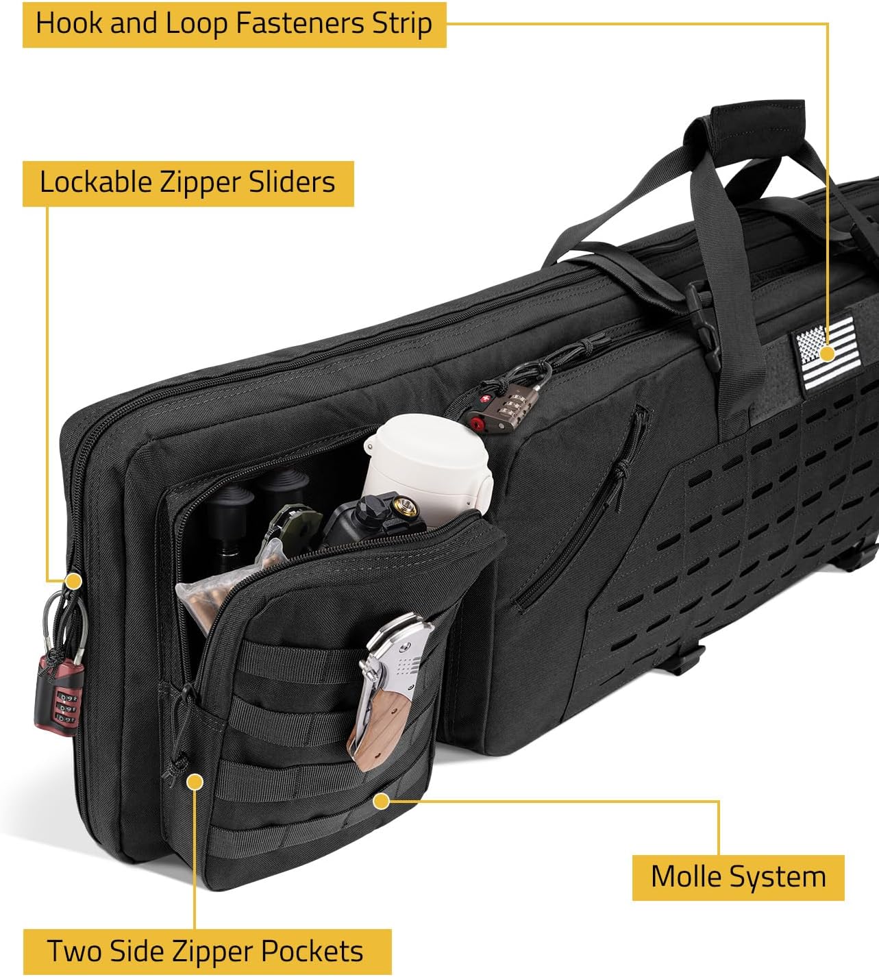 CVLIFE 36" 42" 46" Soft Rifle Case Double Long Gun Bag,with Lockable Zipper and Backpack Strap,Rifle Backpack Rifle Bag Gun Case for Outdoor Hunting Shooting Range - Image 4