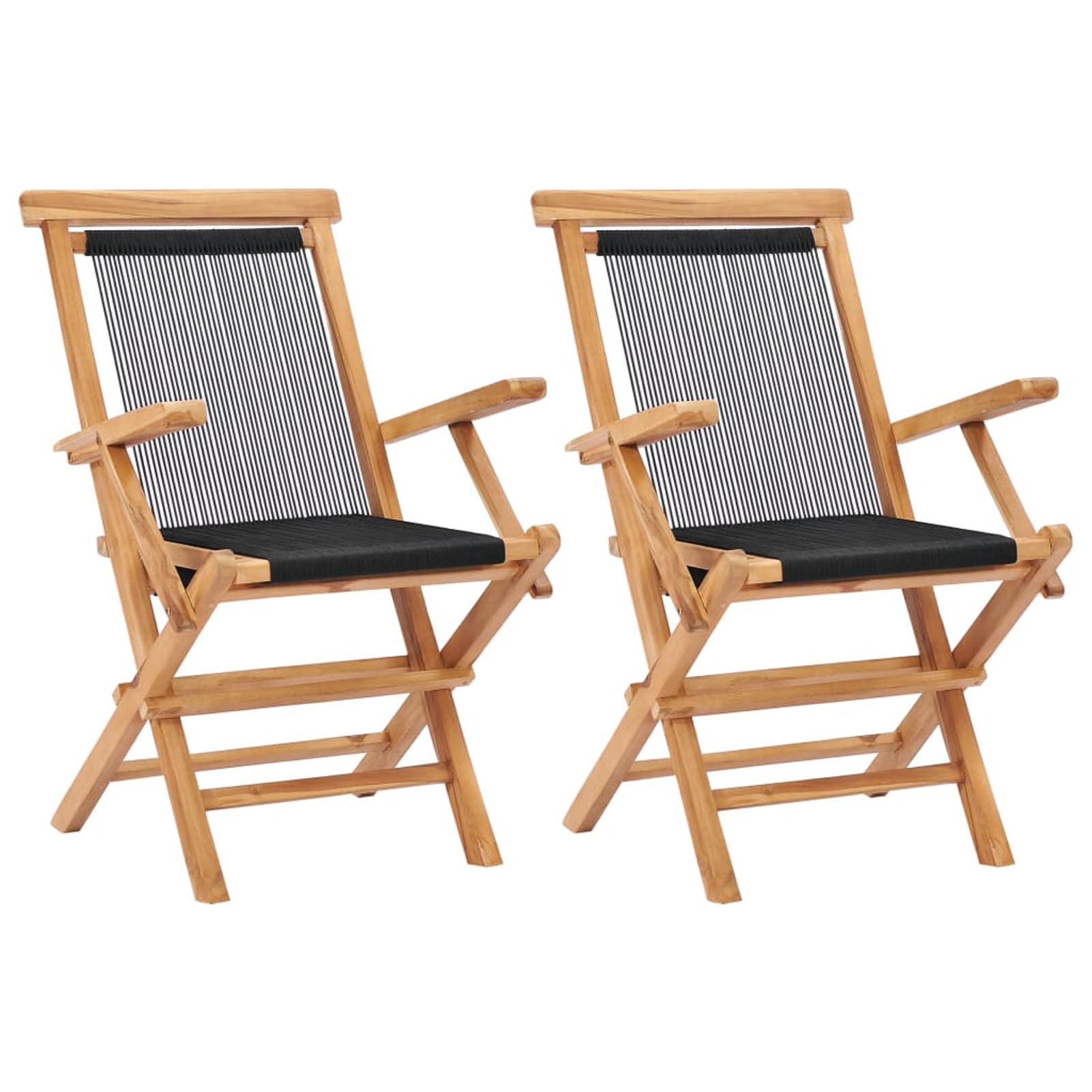 Sillas de jardín Plegables 2 uds Madera Maciza de Teca y Cuerda sillones de Jardin sillas Jardin Exterior sillas terraza Exterior sillas Modernas Jardin con reposabrazos