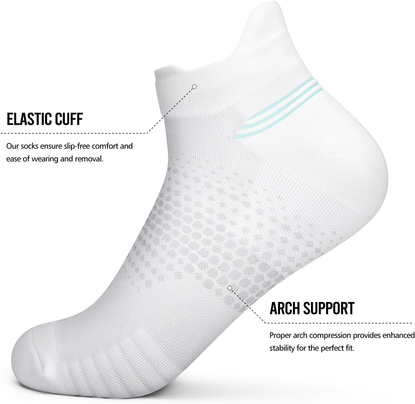 PAPLUS Ankle Compression Socks for Women 6 Pairs, Running Socks with Heel Tab, Cushioned Low Cut Athletic Socks - Image 5