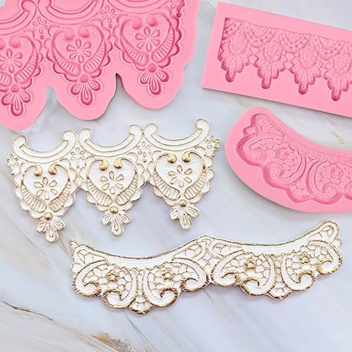 Miniatura 7 de Molde de decoración barroco para tartas en relieve, 3 piezas, moldes de silicona para fondant de encaje para chocolate, caramelo, mousse,