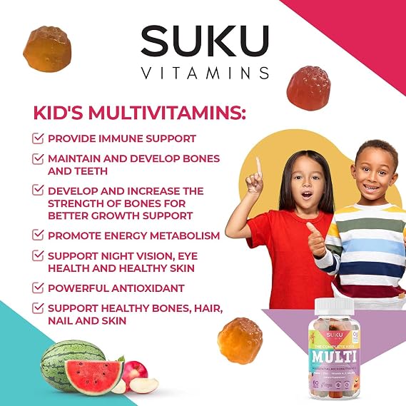 SUKU Kids Multi Gummies, 14 Nutrients, Growth & Immune Support