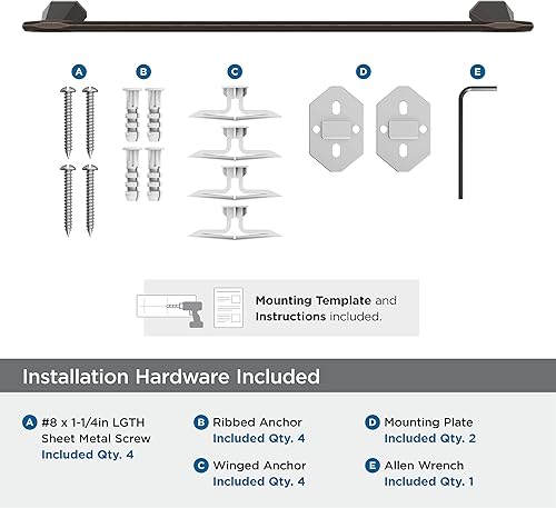 Vista 137 de Amerock BH36043CZ Toallero de bronce champán Toallero de 18 pulgadas (17.992 in) San Vicente Toallero de baño Accesorios de baño