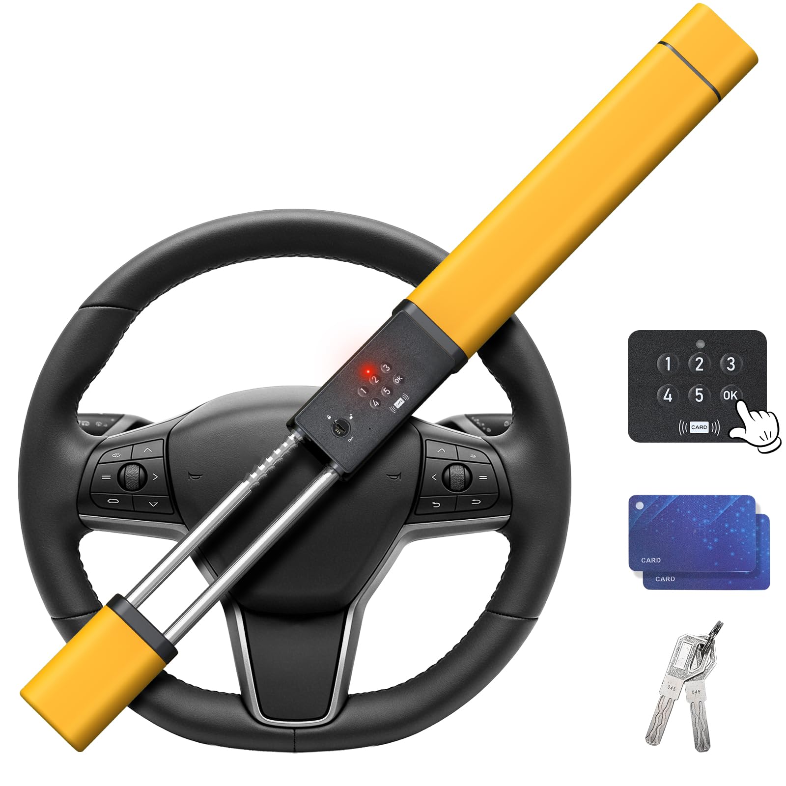 セキュリティ・セーフティ ryobu Amazon.com: Anti-Theft Steering Wheel Lock w/Alarm, Unlock by
