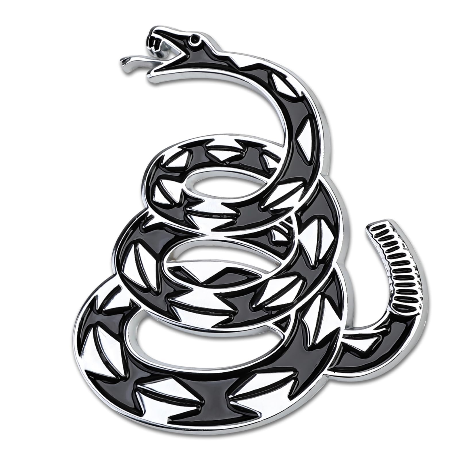 Jawfait Dont Tread on Me 3D Metal Car Sticker, Rattlesnake Vehicle Decal, Gadsden Flag Auto Emblem for Automotive Truck Motorcycle Vans (Silver/Black)