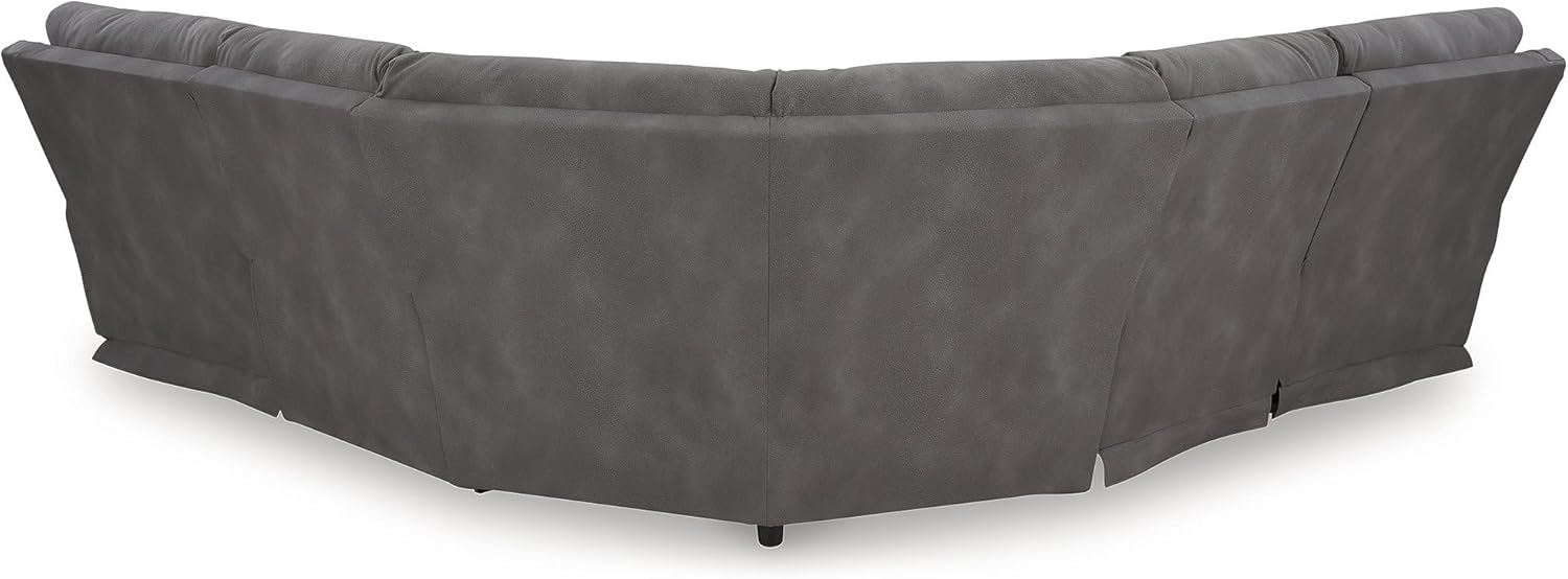 Signature Design by Ashley Next-Gen DuraPella Urban L-Shaped Faux Leather Modular 5-Piece Power Reclining Sectional with Adjustable Headrest and USB Charging Ports, Gray