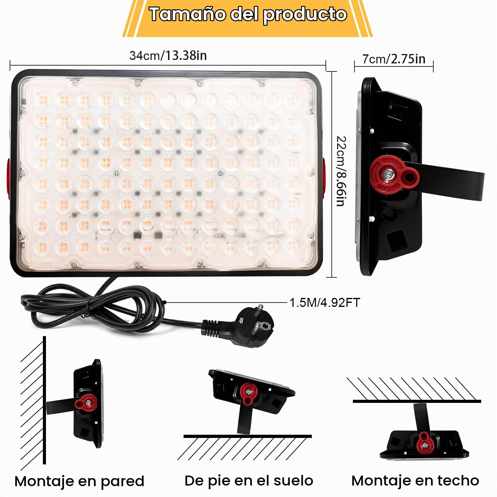 Focos LED Exterior 400W, 40000LM Proyector Led exterior IP66 Impermeable Blanco Cálido Led Exteriors Iluminación de Seguridad para Jardín, Garaje, Patios, Parque, Terraza