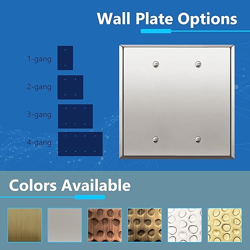 Vista 122 de LIDER Placa de pared de metal en blanco, cubierta de salida de acero inoxidable, resistente a la corrosión, tamaño mediano de 1 banda, 4.88 x 3.11