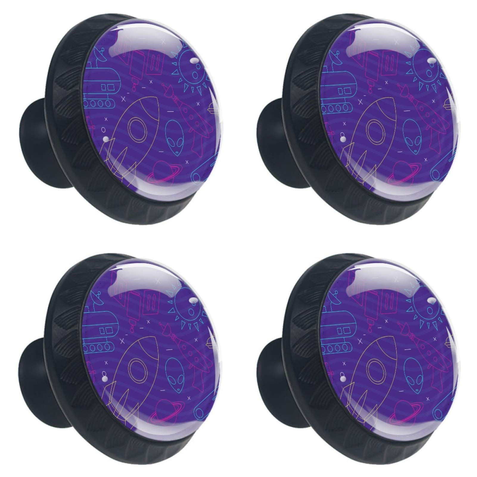 Boutons de tiroir en verre décoratif de haute qualité avec motifs multicolores lot de 4