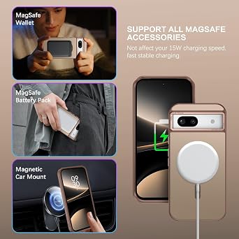 BENTOBEN for Google Pixel 8a Case, Google 8a Magnetic Case [Compatible with MagSafe] Translucent Matte Slim Shockproof Anti-Fingerprint Anti-Scratch Protective Cover for Google 8a 6.1, Bronze