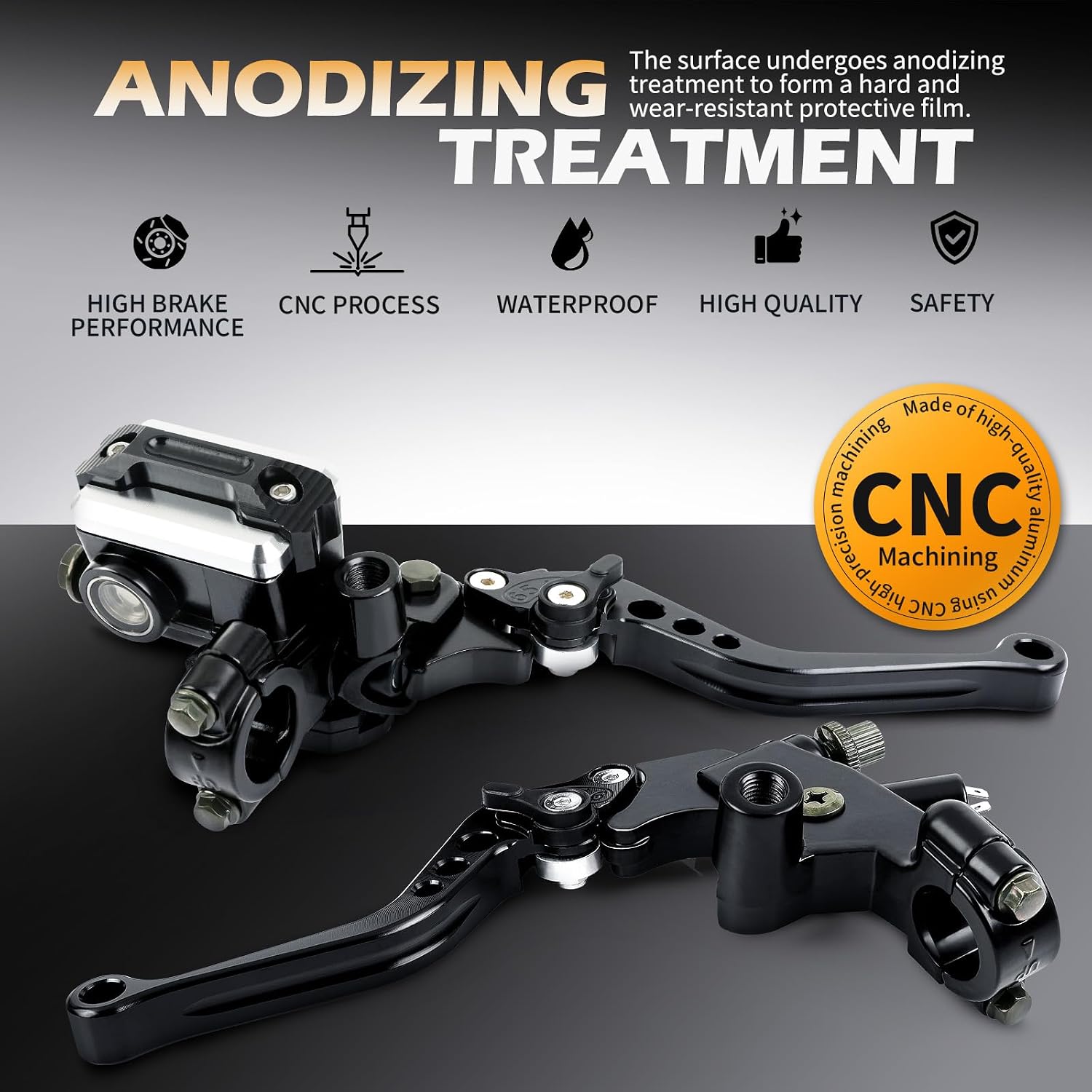 DREAMIZER Universal 7/8" 22mm Motorcycle Handlebar Brake Master Cylinder Clutch Levers CNC Left & Right Set + Hand Grips Compatible with Harley Honda Kawasaki Yamaha Suzuki (Black)