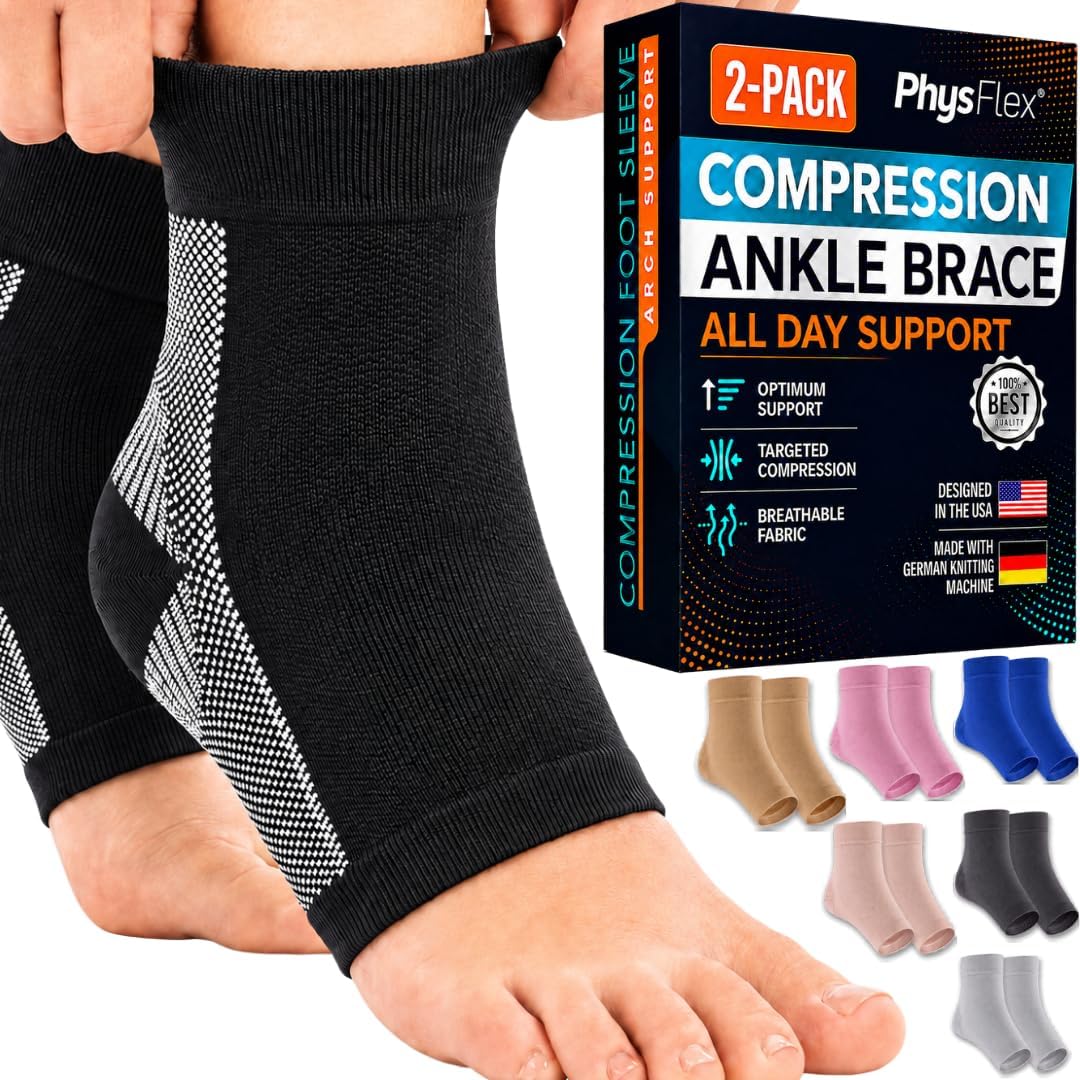 Ankle Brace Socks - Ankle Compression Sleeve - Foot Brace for Women & Men - Tendonitis & Arthritis Ankle Support Sports Running, Plantar Fasciitis Relief & Stabilizing Ankle Wrap
