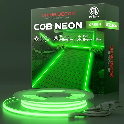 Miniatura 37 de Shine Decor Cuerda de Luces LED COB CA 120V, 800lm Ultra Brillante, IP65 Impermeable Resistente al Frío Tira de Neón ETL, Iluminación en Cinta Sin