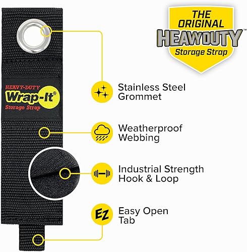 Miniatura 5 de Wrap-It, correas con gancho y bucle para almacenamiento, ideal para organizar cables de extensión, tubos, cuerda, luces; para el hogar, la cochera