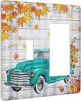 Vista 125 de Cubierta de interruptor de luz basculante de palanca de 2 bandas con textura de tablón rústico, diseño floral de mariposa y margarita