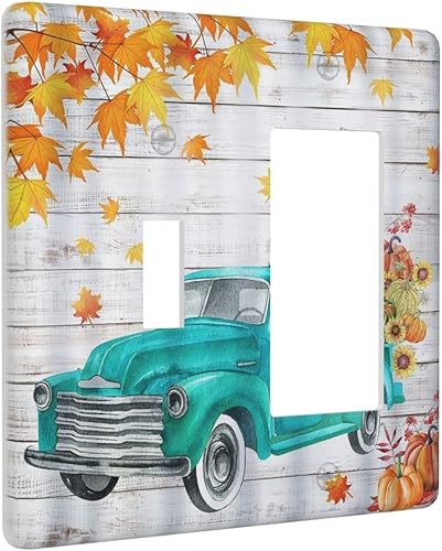 Miniatura 125 de Cubierta de interruptor de luz basculante de palanca de 2 bandas con textura de tablón rústico, diseño floral de mariposa y margarita