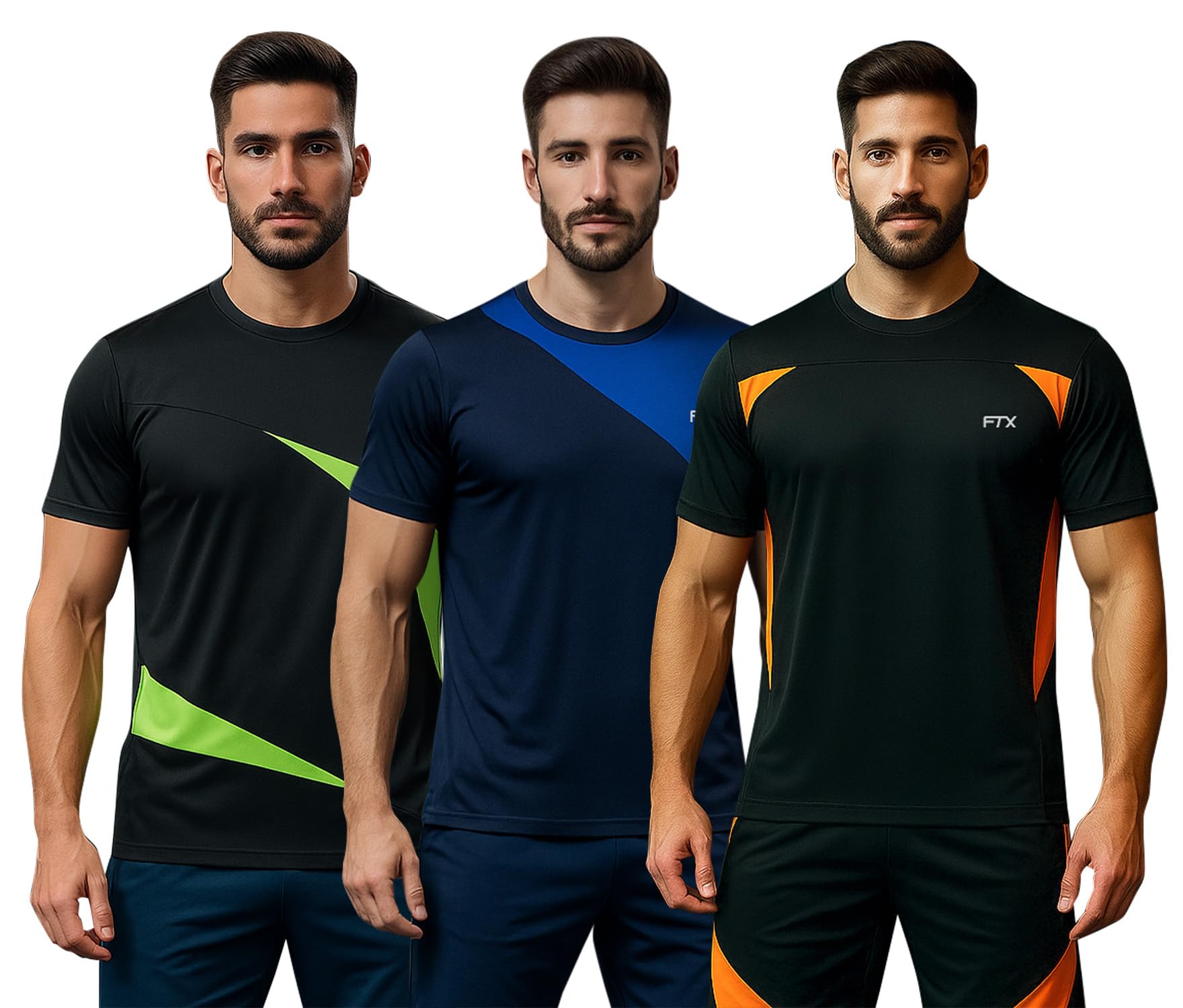 ftx Colorblock Dri-Fit Halfsleeve Activewear T-Shirt for Men (Pack of 3)-picture-42
