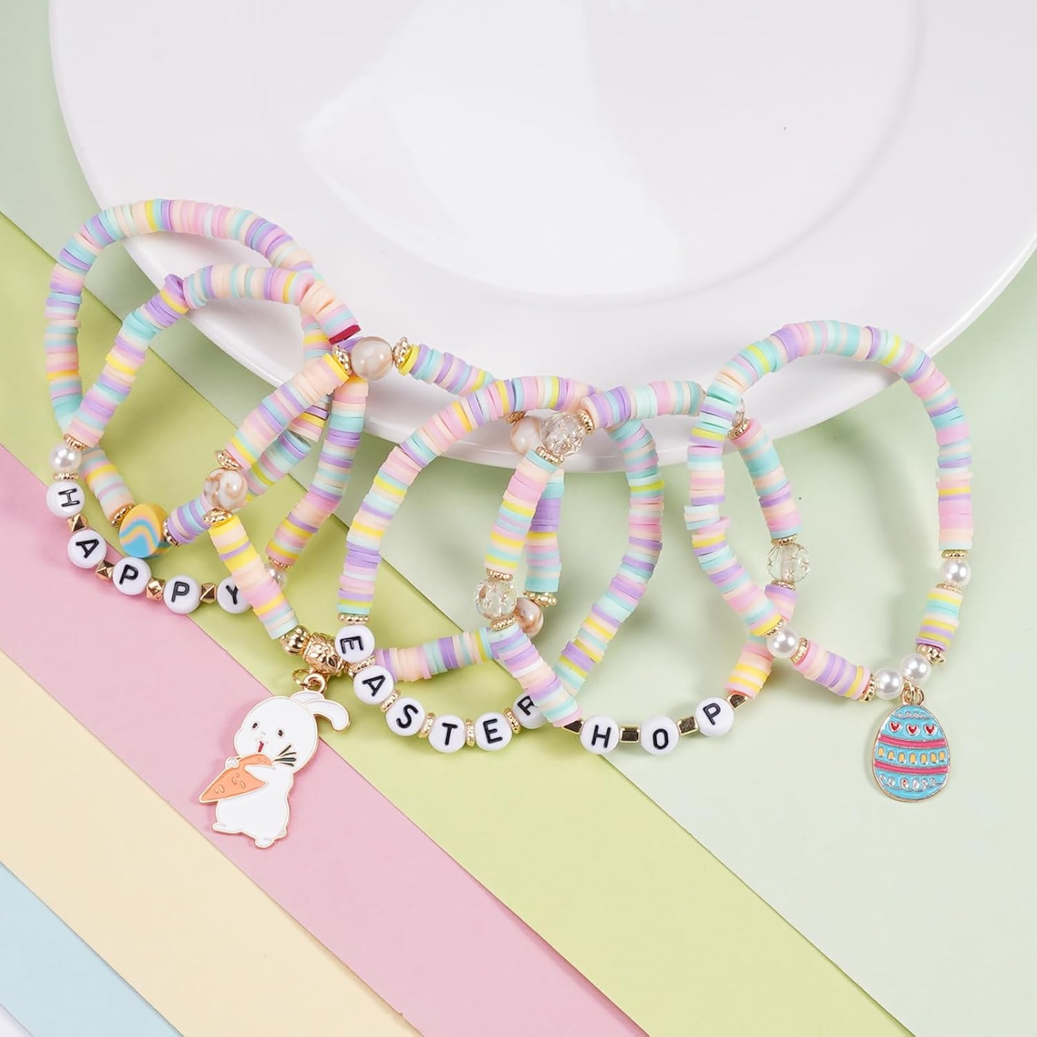 Ardorchid USA Flag Bracelets Valentine's Day Heishi Bracelets St. Patrick's Mardi Gras Beaded Bracelets Easter Rainbow Juneteenth Rasta Bracelets - Image 4