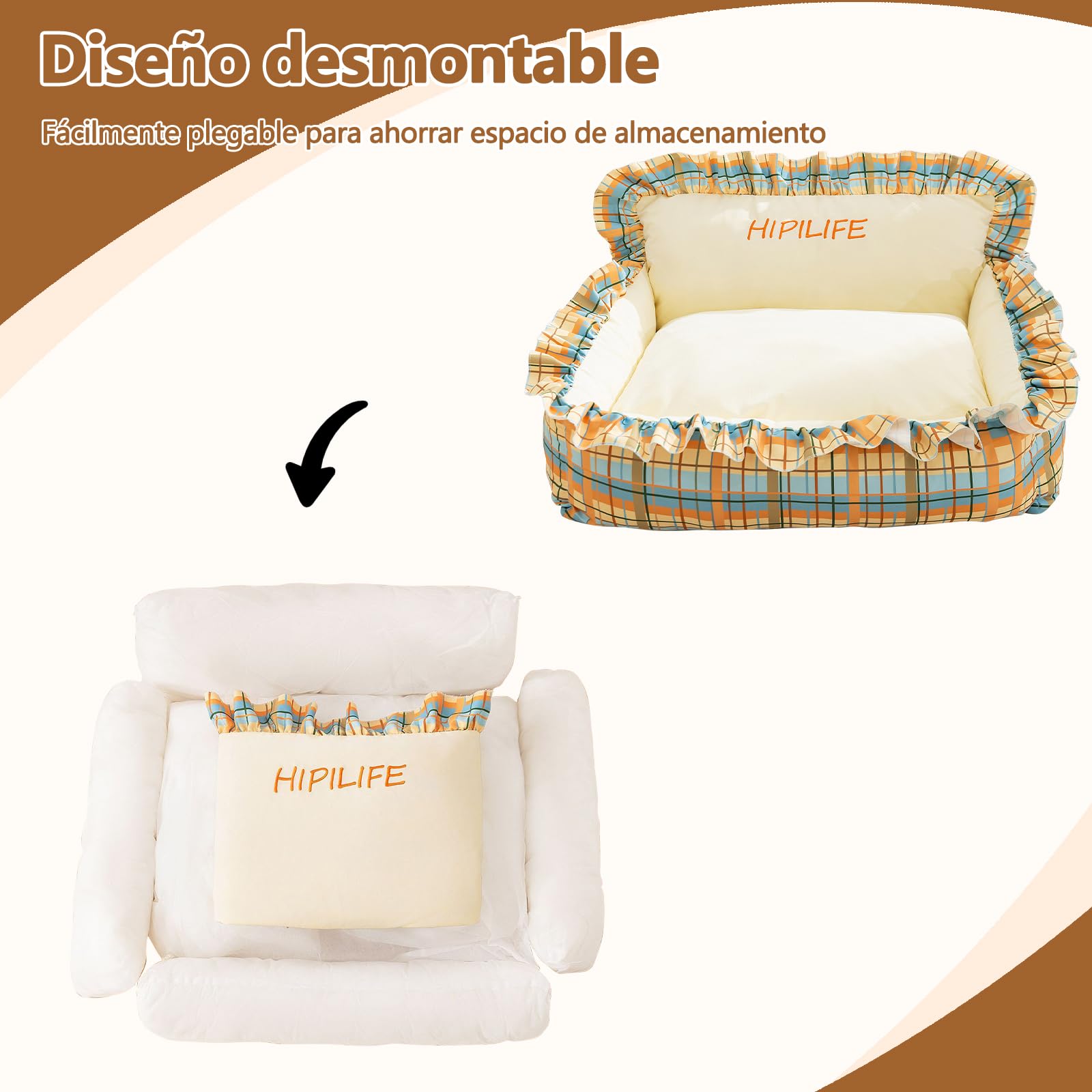 Galatée Cama para Perros, Cama para Mascotas con Funda Extraíble y Lavable, Nido Duradero para Gatos De Interior, Bonito Sofá para Mascotas con Base Antideslizante(L, Rosa)