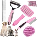 Dog Brush for Shedding,9 PCS in One Pet Slicker Hair Brush Kit with Pet Nail Clipper and File - Dog Cat Grooming Deshedding Undercoat Rake Brush Comb for All Small Large Dogs Cats Grey