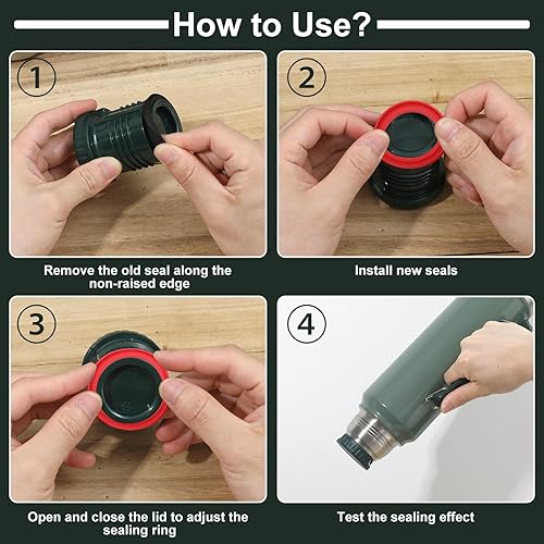 Miniatura 4 de Juego de 4 juntas de repuesto de silicona clásicas para Stanley, juntas de sellado de junta tórica para tapa térmica, compatibles con tapón de