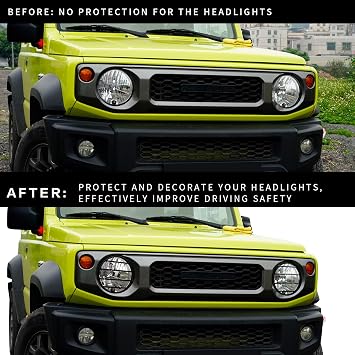 Archaic Headlight Covers for 4th Gen 2018-2023 Suzuki Jimny JB64W JB74W, Headlamp Light Guards Compatible with Jimny Exterior Accessories