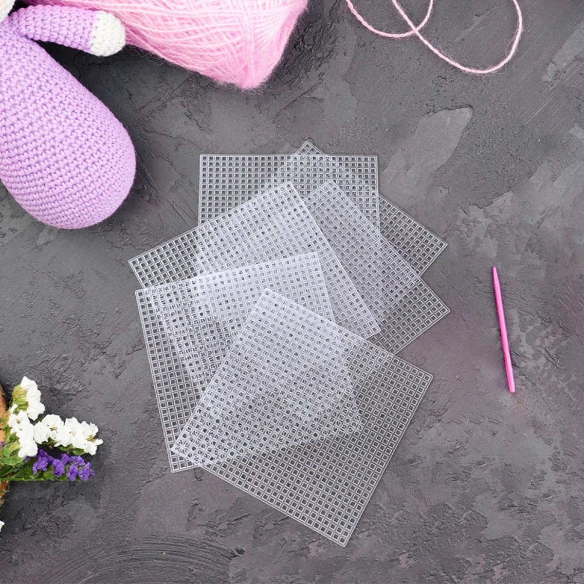 Cabilock Plastic Mesh Canvas Sheets 10.6x10.6cm 10pcs Blank Needlework Canvas for DIY Cross Stitch and Crochet Crafts for Needlepoint and Knitting Supplies