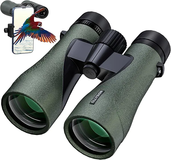 12X50 Professional Binoculars for Adults High Power with Phone Adapter, HD Binoculars with BaK4 prisms, Super Bright Lightweight & Waterproof Binocular Perfect for Bird Watching, Hunting, Stargazing