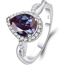 925 Sterling Silver Twist Rings Pear Shaped Halo Gemstone Ring Engagement Statement Ring for Women Jewelry
