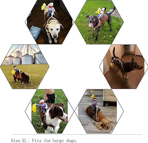 Miniatura 9 de NACOCO Disfraz con vaquero para perros, con muñeco de jinete con sombrero, disfraz de mascota para halloween