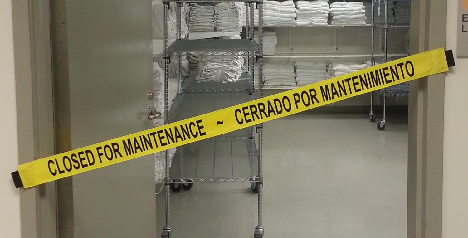 Closed for Maintenance Nylon Sign with Magnetic Ends 2-pack - Bilingual English/Spanish