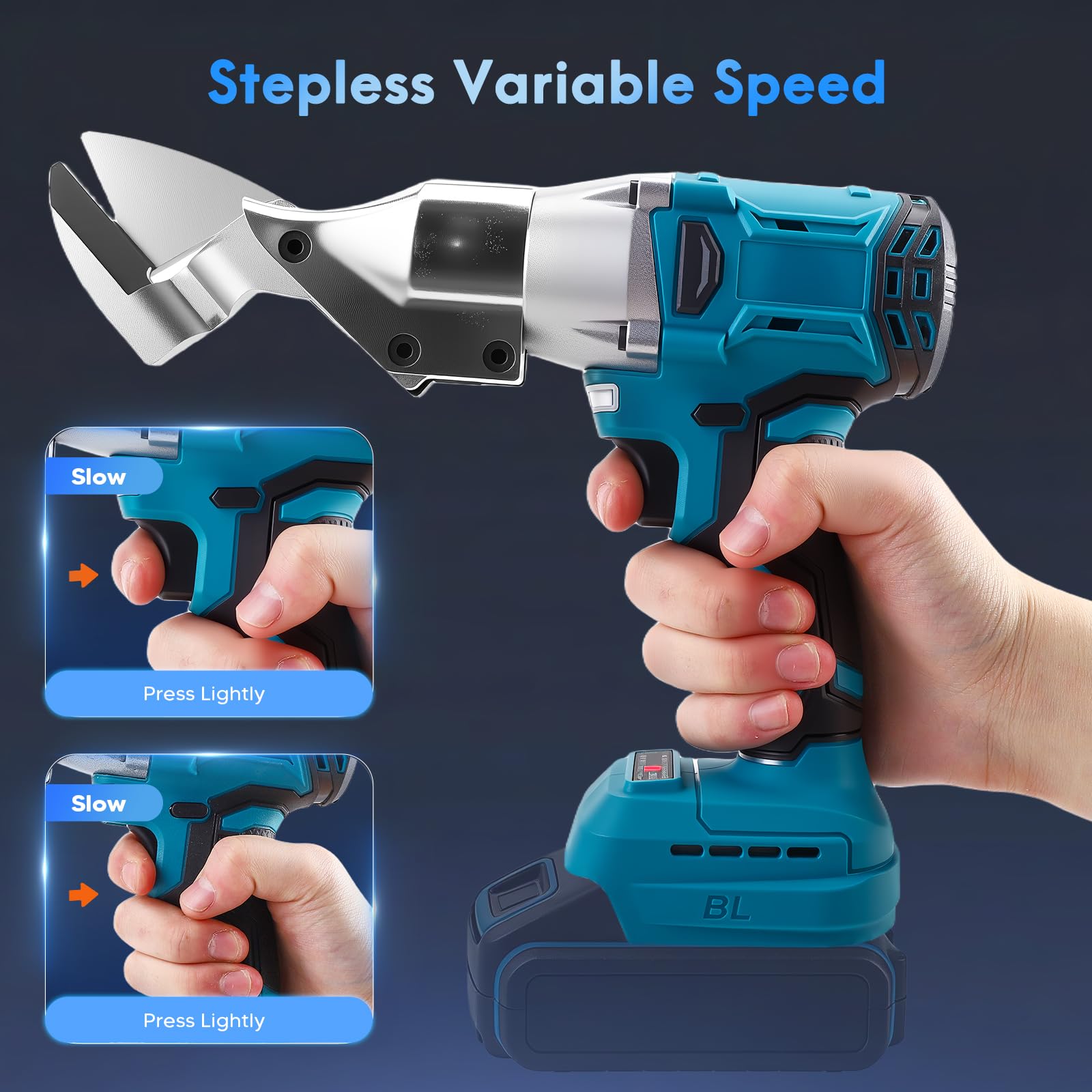 Cesola per metalli a batteria compatibile Makita 18V – cesola elettrica brushless per acciaio, lamiera, moquette, tessuto, pelle, carta (batteria non inclusa)