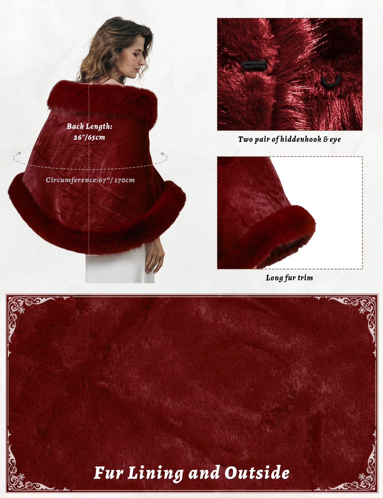 BEAUTELICATE Chal Estola de Pelo Mujer Invierno Boleros para Fiesta Novia Bodas Halloween Navidad