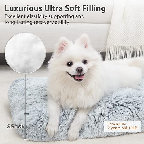 Miniatura 4 de Cama lavable para perros pequeños con funda extraíble, cama súper suave e impermeable para jaula de perro con parte inferior antideslizante, cama