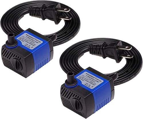 AQUANEAT Paquete de 2 bombas de fuente pequeñas, bomba de agua sumergible de 80 GPH para acuario, fuente de agua al aire libre, hidroponía, estanque