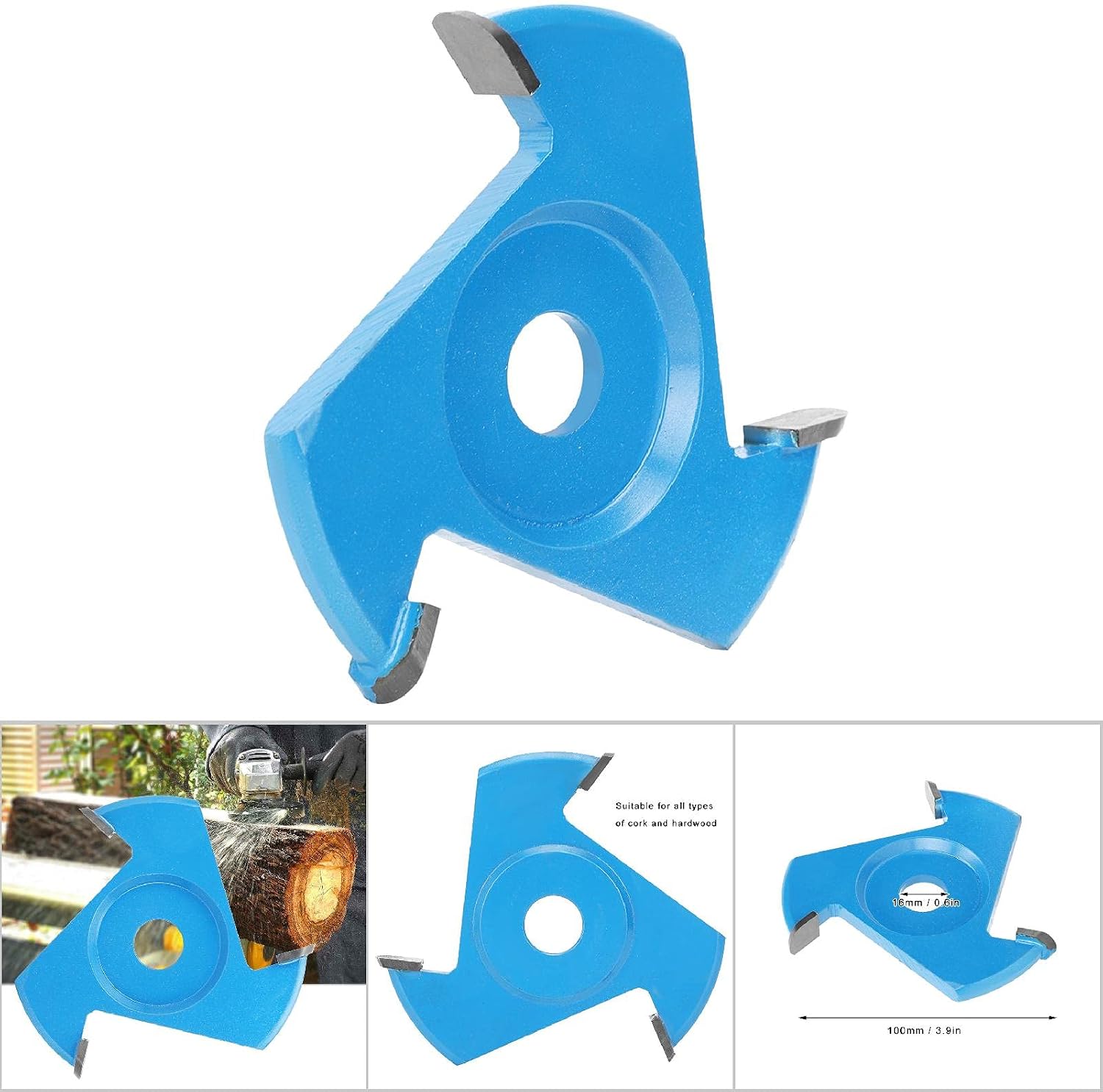 Angle Grinder Triangle Blade Carbide Tungsten Steel 3 Teeth Wood Carving Tool High Performance Durable Grinder Accessory for Woodworking Wood Carving Polished Tea Trays Coffee