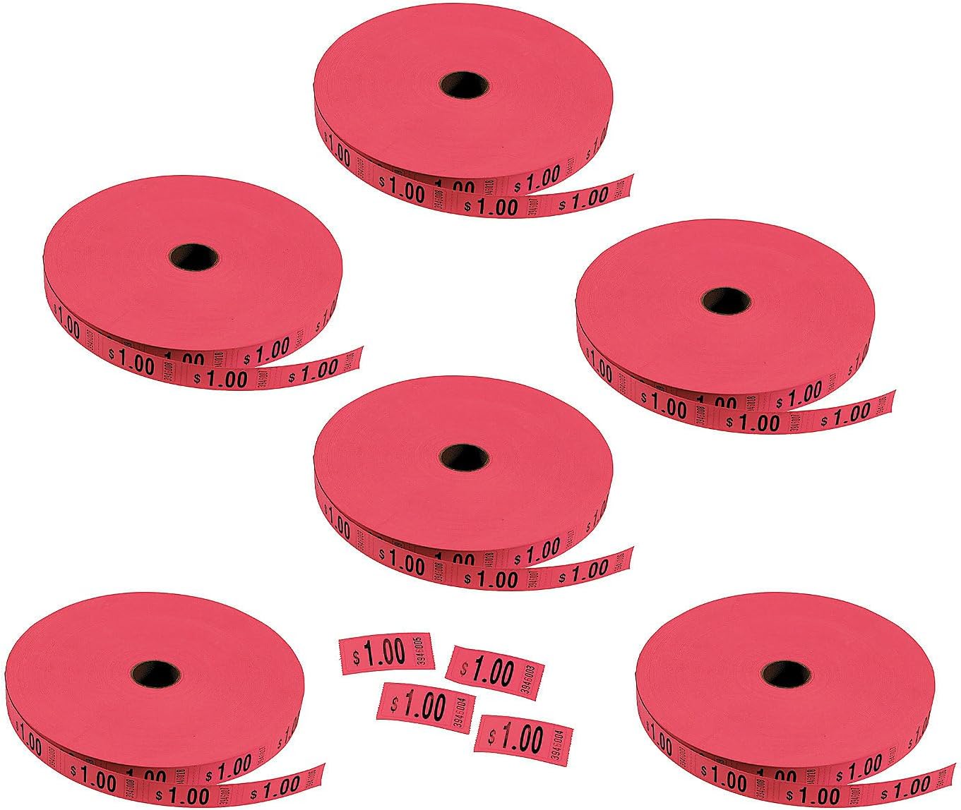 Bulk 12,000 Pieces Red $1.00 Single Roll Tickets
