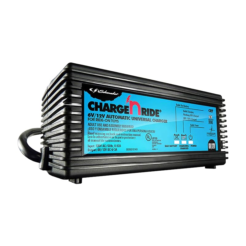 Carregador de Bateria Schumacher Electric Charge 'N Ride CR7 3 A, 6 V/12 V para Carrinhos Elétricos Infantis