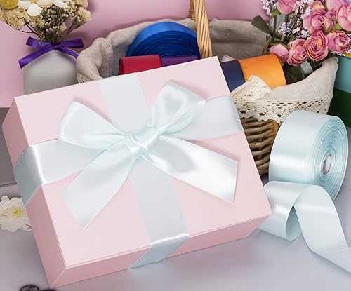 Vista 111 de Cinta de satén sólido azul real de 1 pulgada, cinta de tela artesanal de 50 yardas para envolver regalos, ramos florales, decoración de fiesta