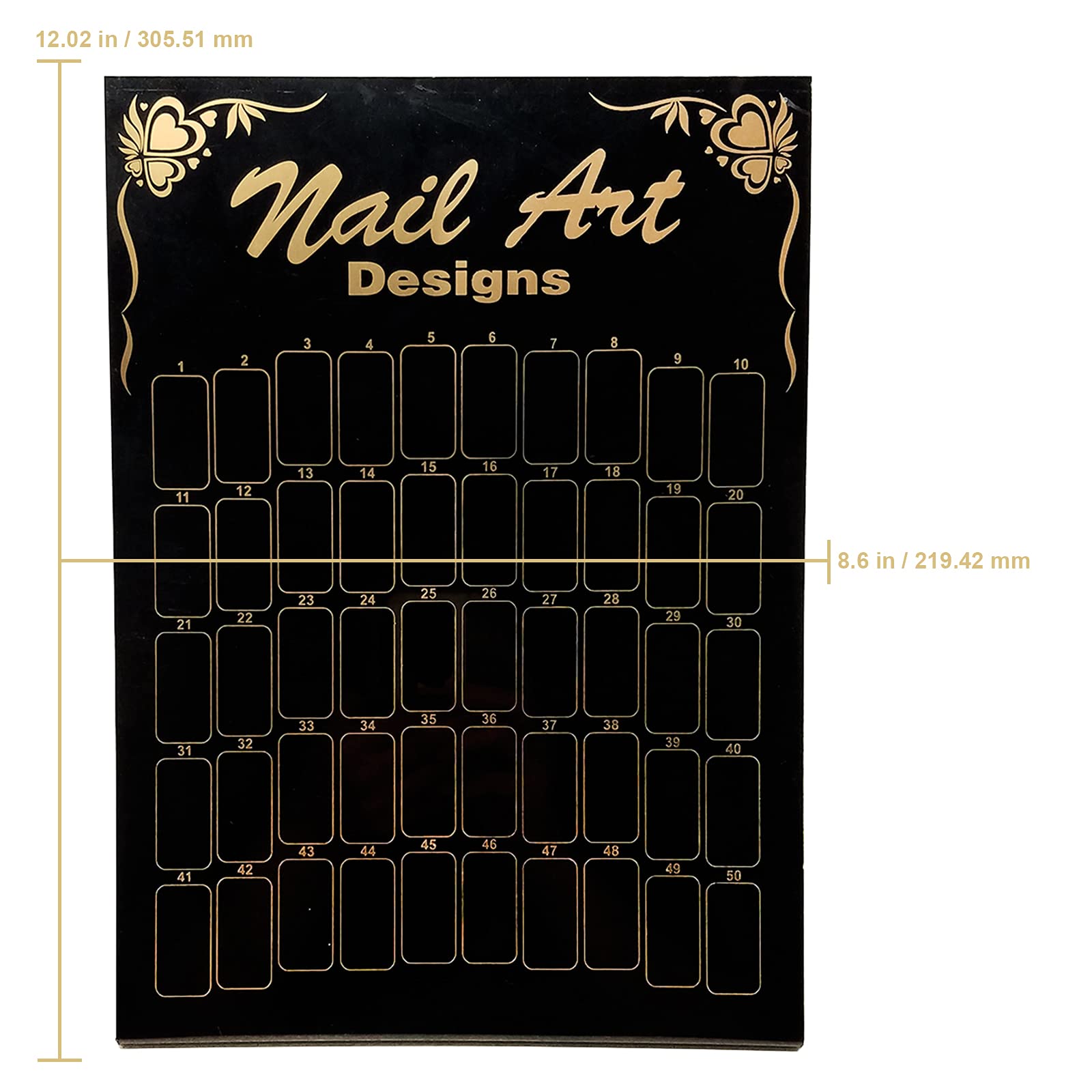 Black Nail Art Designs 50 Slot Nail Tips Display Board (Quantity: 4 Pieces)