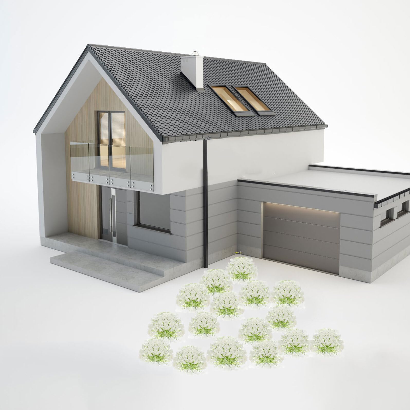 DOITOOL Materiali per Scenery DIY per Tavolino Giardino Esterno Cespugli Artificiali Bianco in Resina e Plastico, Facile da Usare e Portatile, Stile Realistico e Naturale per Modello