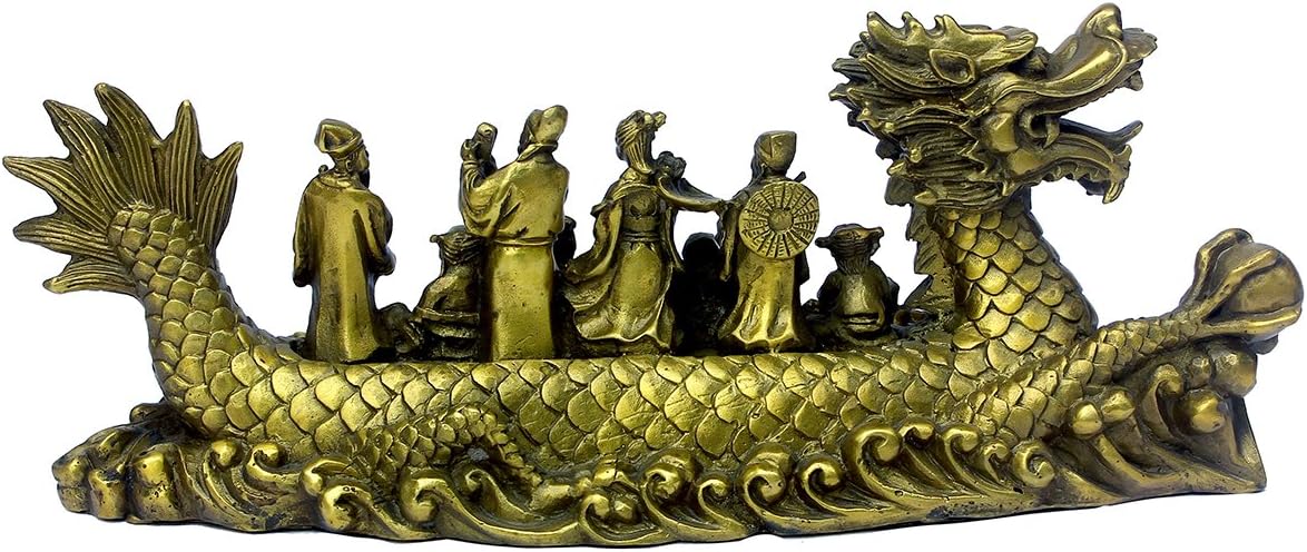 中国の手工芸品 ハンドメイド ドラゴンボートに乗った8人の不死者 コレクター向け 置物 【キウイ】 装飾ギフト