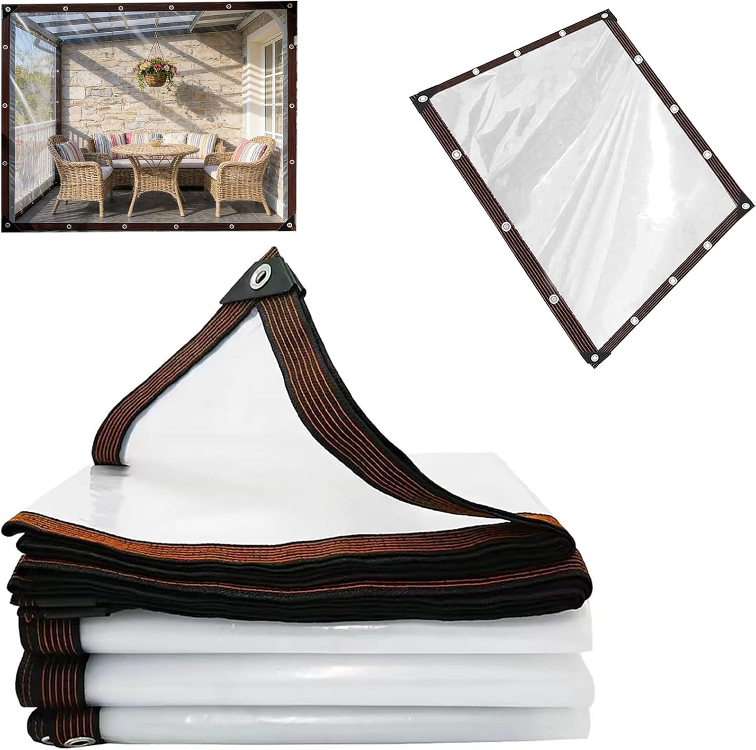 Clear Tarp Waterproof Tarps Heavy Duty Clear Vinyl Tarps, Plastic Tarp with Grommets Chicken Coop Cover Waterproof Transparent Tarpaulin for Pergola, Porch, Gazebos(1.5x9m/4.9x29.5ft)