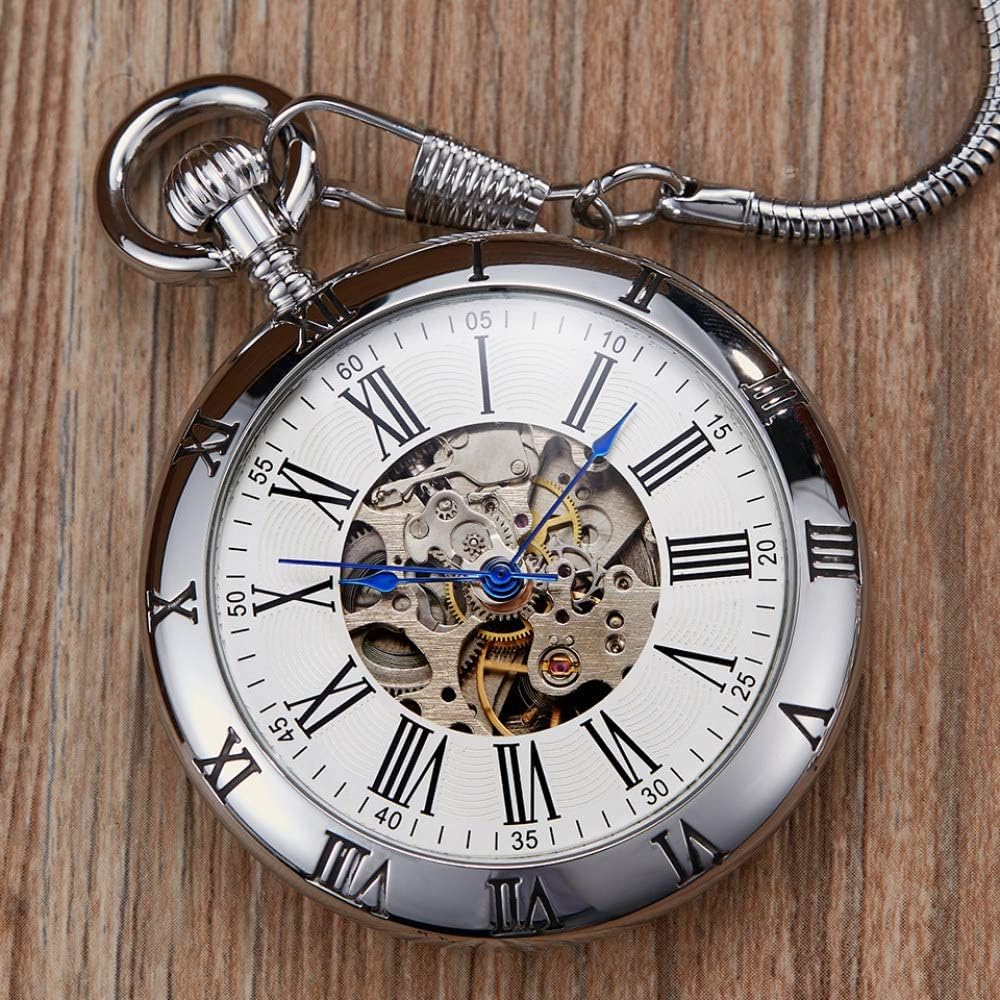 Reloj De Bolsillo Mecánico Automático Dorado, Retro, De Cobre, con Números Romanos, Cadena Colgante para Hombre Y Mujer.