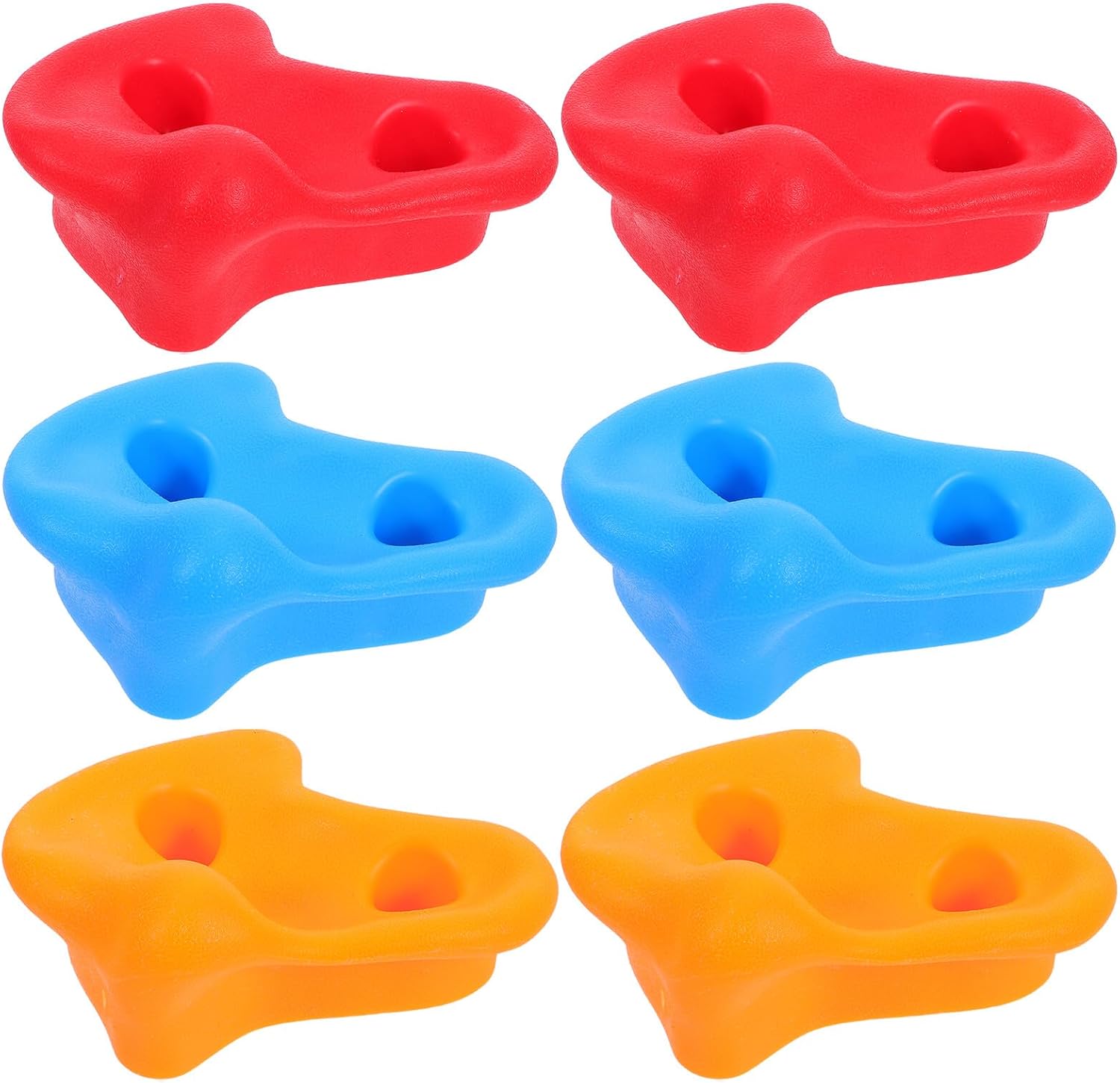 6pcs Rock Climbing Holds Set Thickened Indoor Outdoor Playground Climbing Grips for Exercise Training with Multi-Color (Blue, Red, Orange)