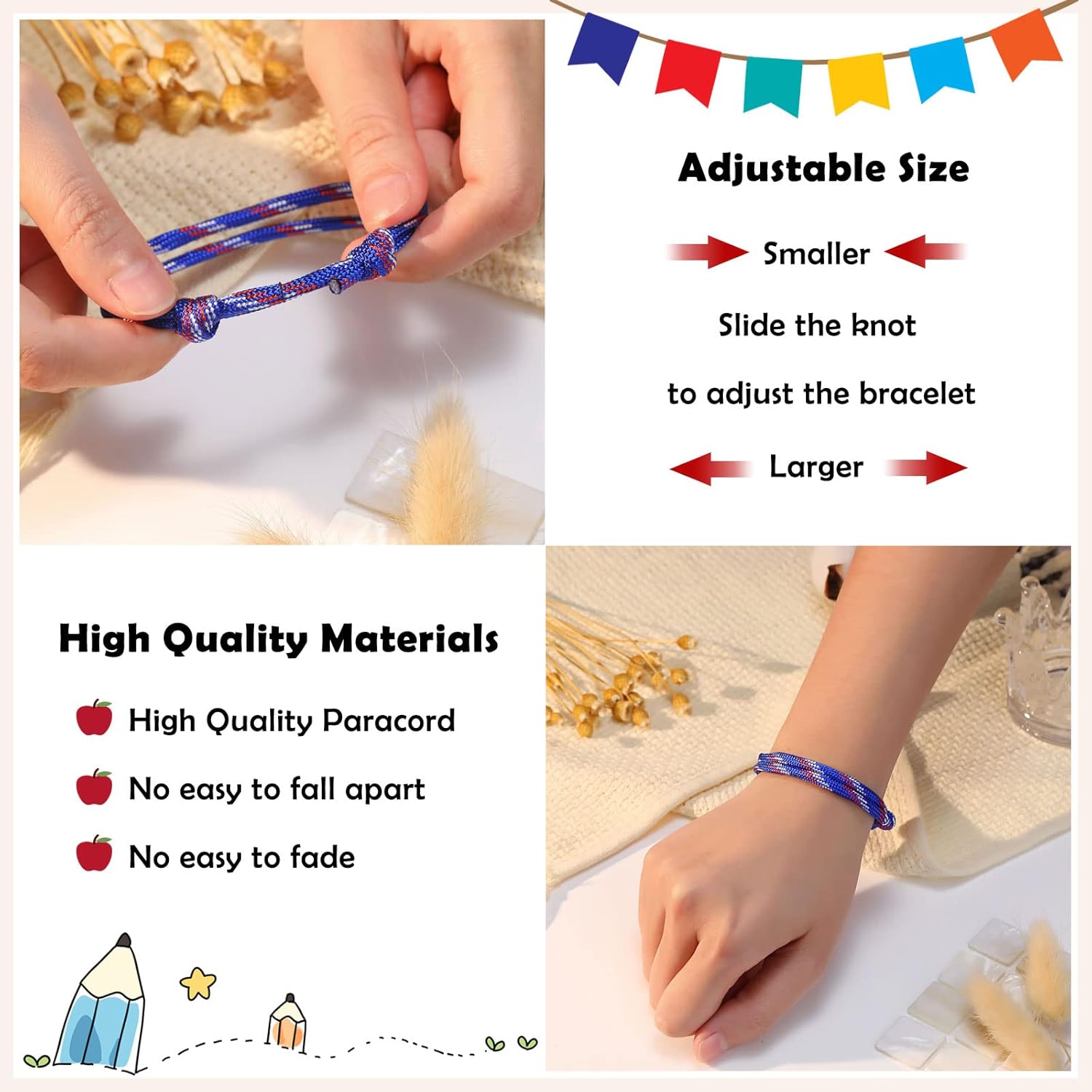 Back to School Bracelet Mommy and Me Son First Day of Bracelet for Mom and Son Daughter Back to School Gifts Matching Paracord Mother Son Bracelets for Girls Boys: Clothing, Shoes & Jewelry